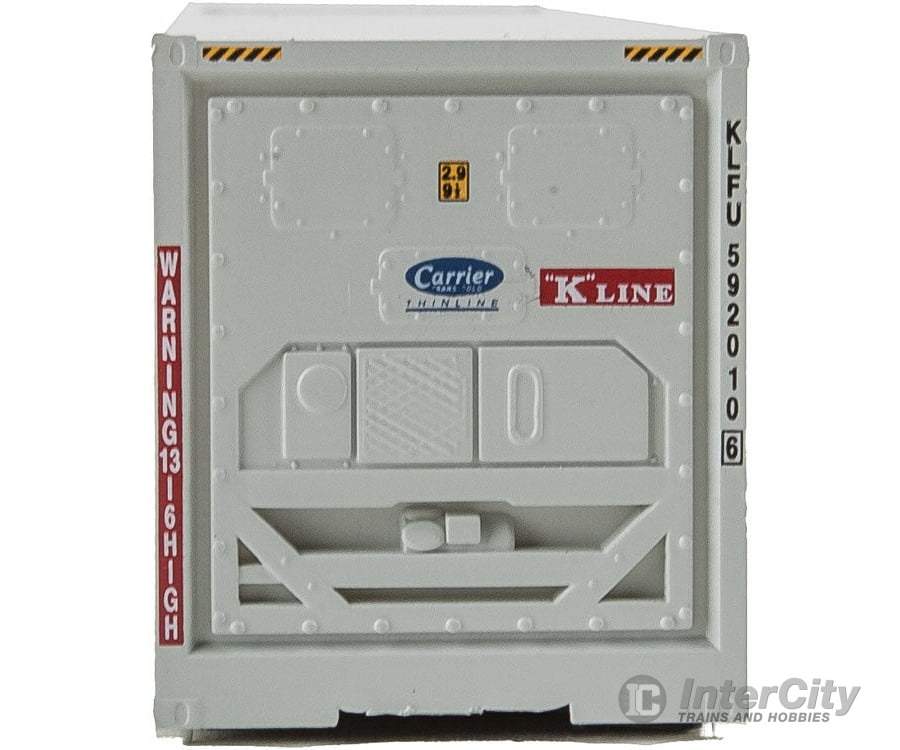 Walthers Scenemaster 8351 40 Hi Cube Smooth Side Reefer Container - Assembled -- K-Line (Grey Red