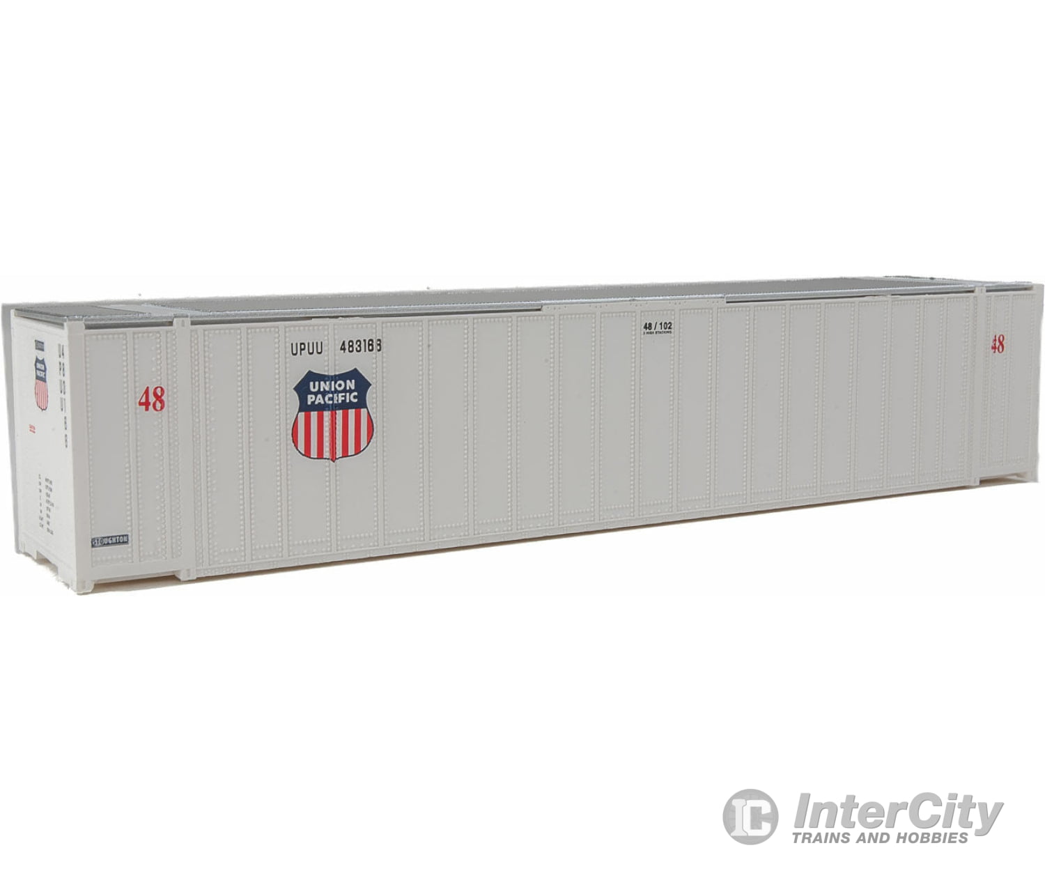 Walthers Scenemaster 8460 48’ Ribbed Side Container - Assembled -- Union Pacific(R) (White Shield