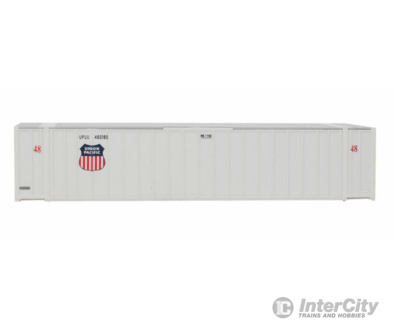 Walthers Scenemaster 8460 48’ Ribbed Side Container - Assembled -- Union Pacific(R) (White Shield