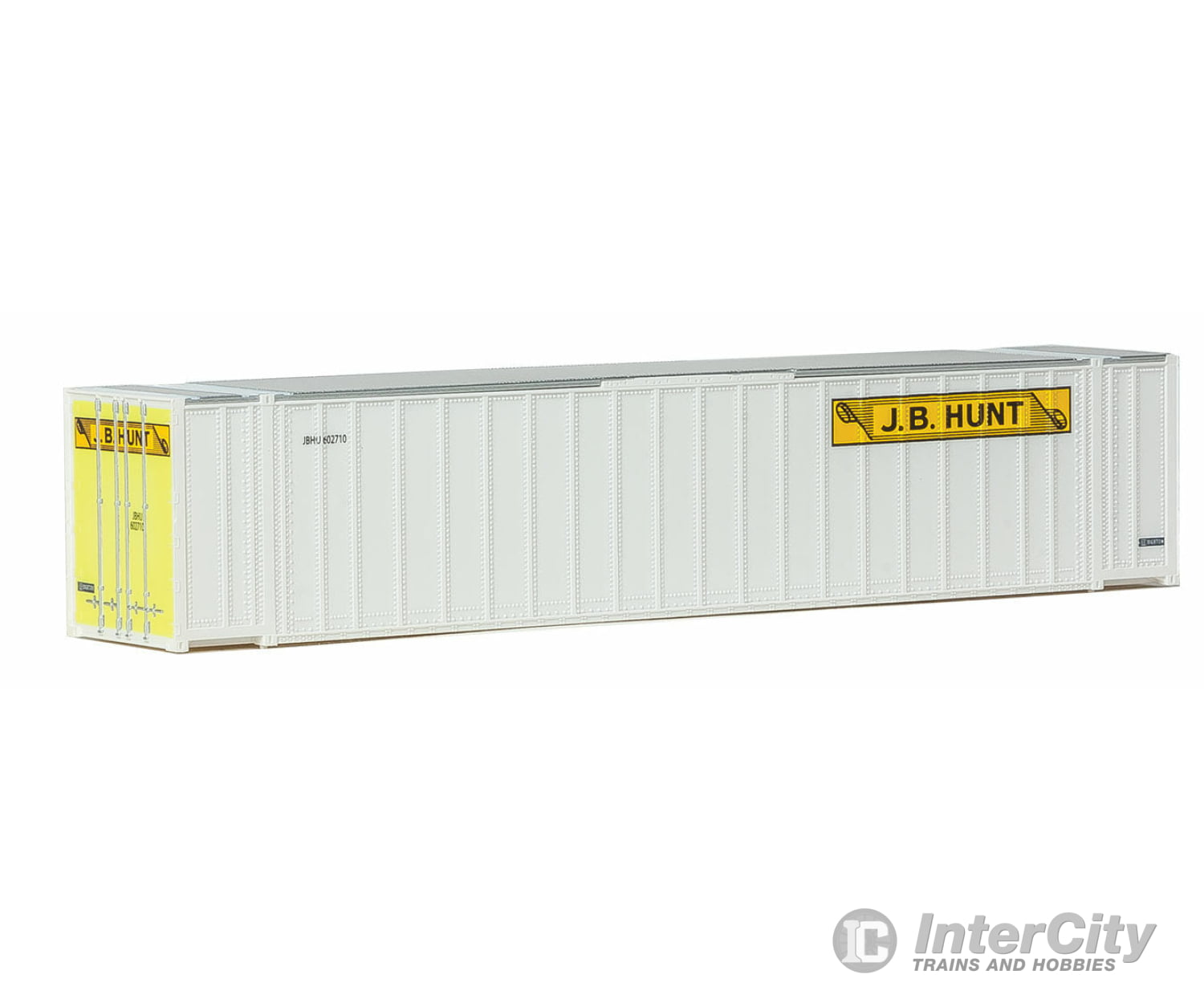 Walthers Scenemaster 8472 48’ Ribbed-Side Container - Assembled -- J.b. Hunt (White Yellow Black)