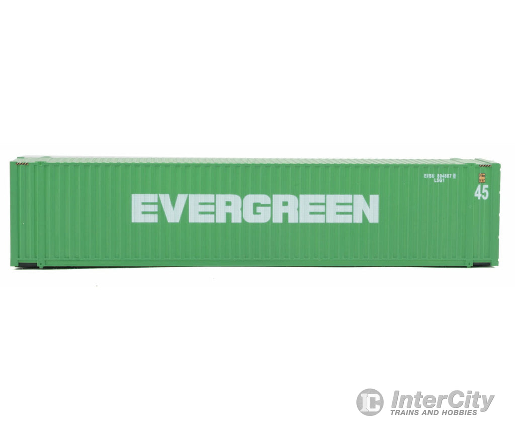 Walthers Scenemaster 8554 45’ Cimc Container - Assembled -- Evergreen (Green White) Freight Loads