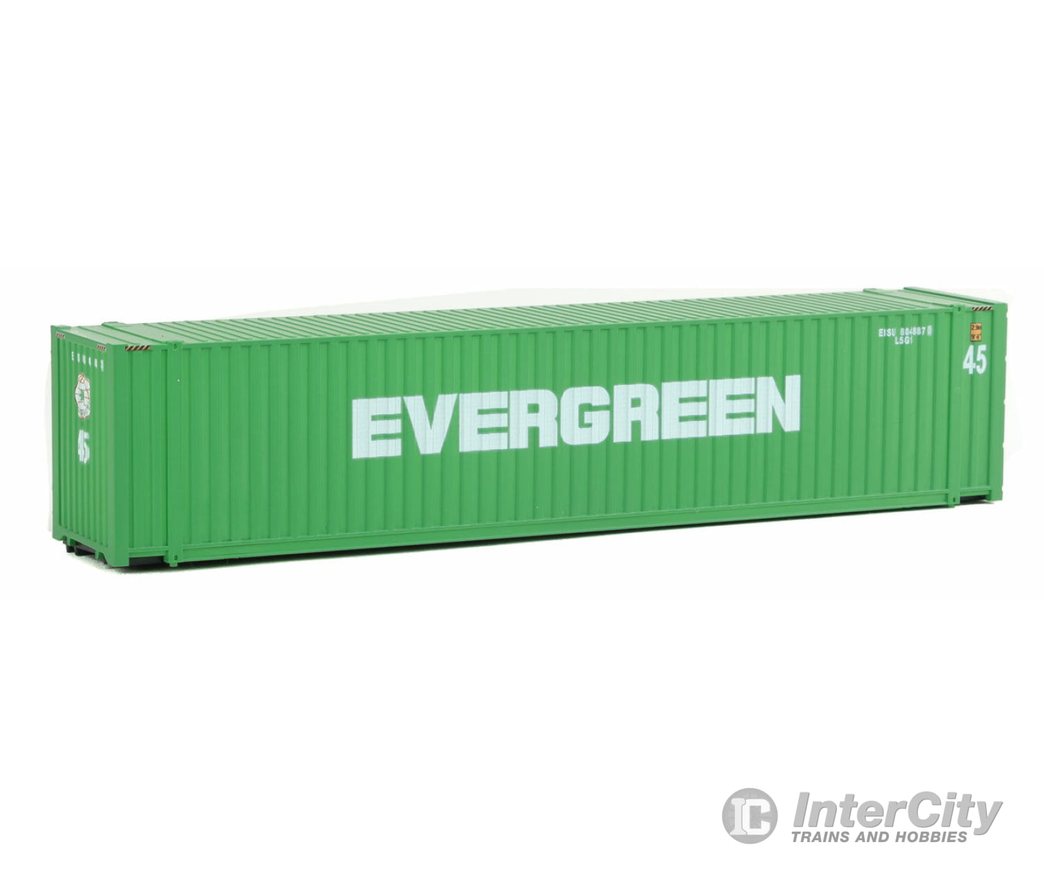 Walthers Scenemaster 8554 45’ Cimc Container - Assembled -- Evergreen (Green White) Freight Loads