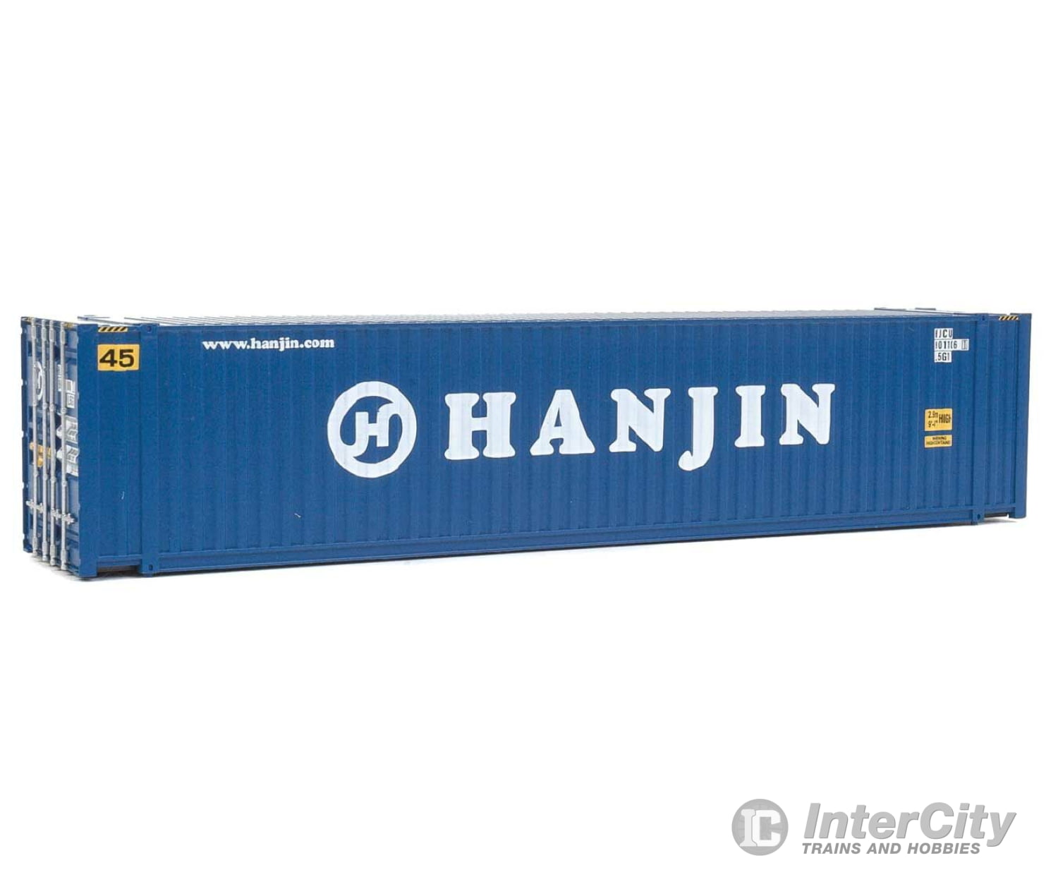 Walthers Scenemaster 8561 45’ Cimc Container - Assembled -- Hanjin (Blue White) Freight Loads &