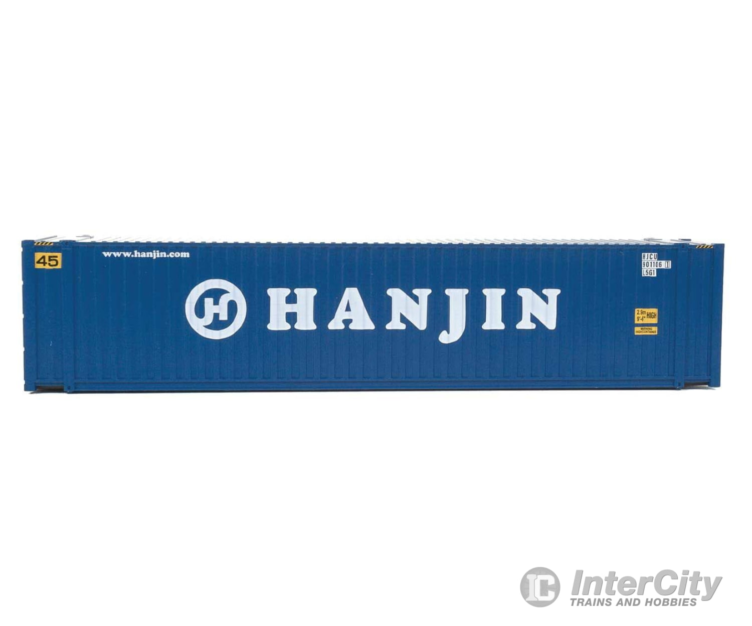 Walthers Scenemaster 8561 45’ Cimc Container - Assembled -- Hanjin (Blue White) Freight Loads &