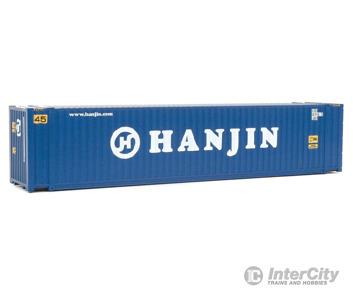 Walthers Scenemaster 8561 45’ Cimc Container - Assembled -- Hanjin (Blue White) Freight Loads &