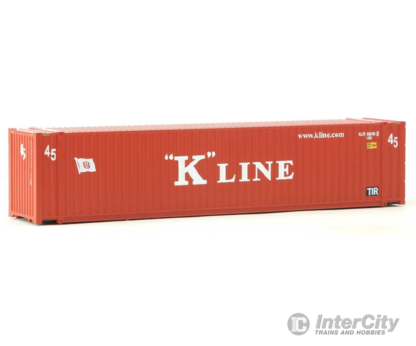 Walthers Scenemaster 8563 45’ Cimc Container - Assembled -- K-Line (Red White) Freight Loads &