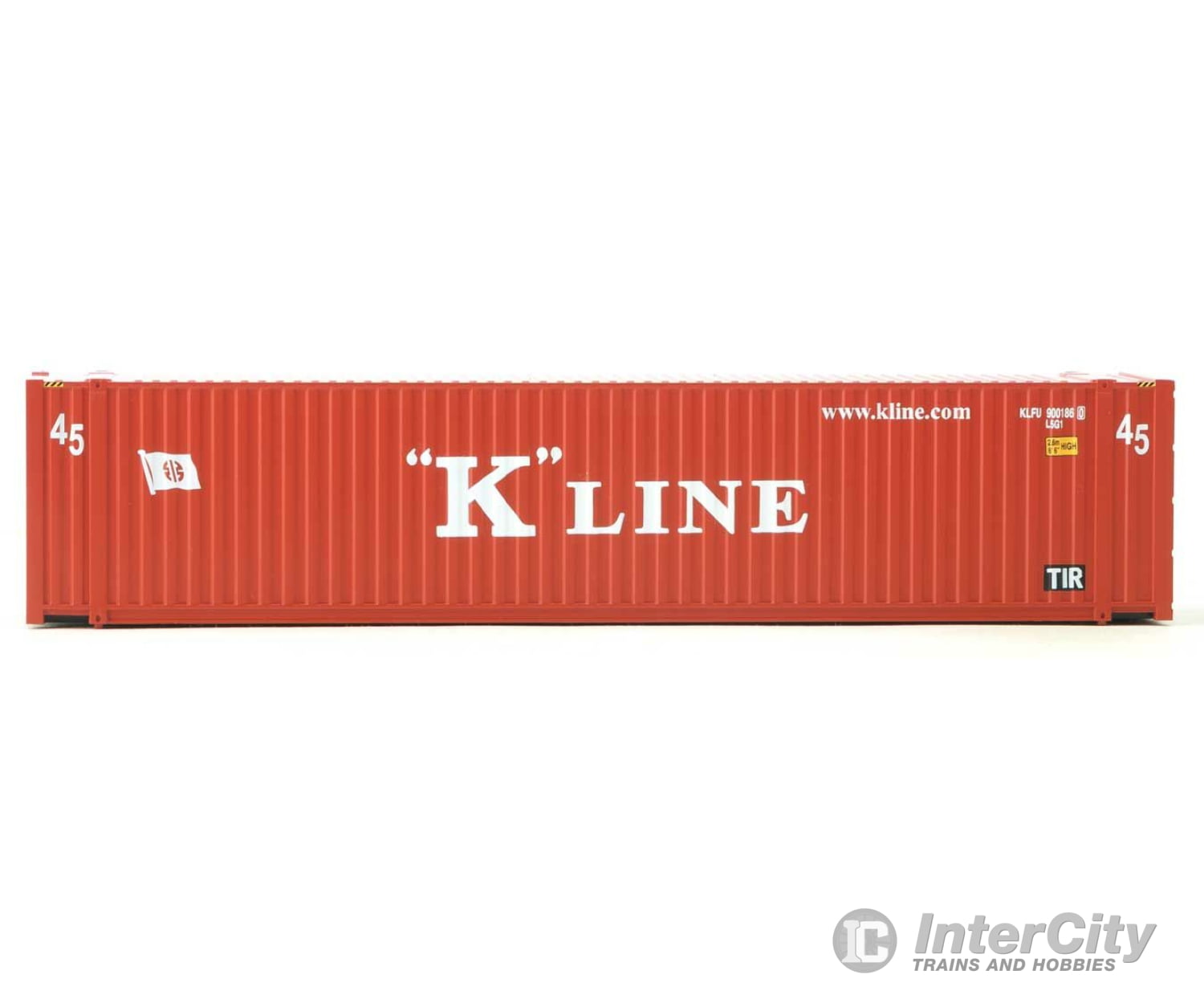 Walthers Scenemaster 8563 45’ Cimc Container - Assembled -- K-Line (Red White) Freight Loads &