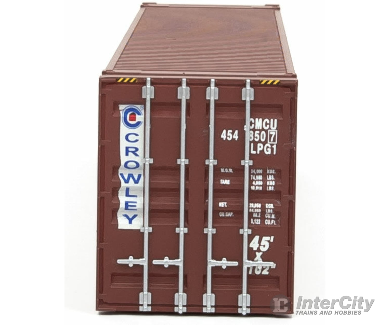 Walthers Scenemaster 8571 45’ Cimc Container - Assembled -- Crowley (Brown White) Freight Loads &