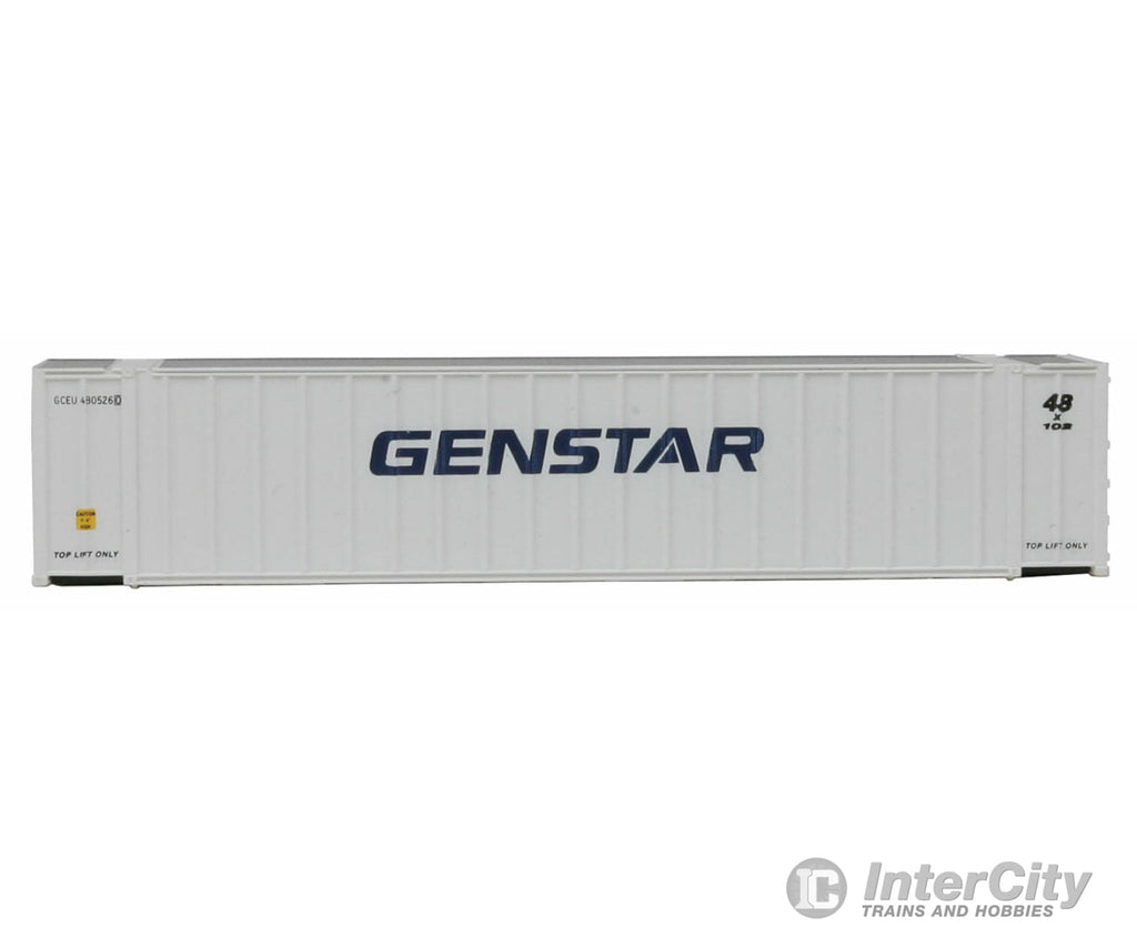 Walthers Scenemaster 8844 48’ Ribbed Side Container - Assembled -- Genstar (White Blue) Freight