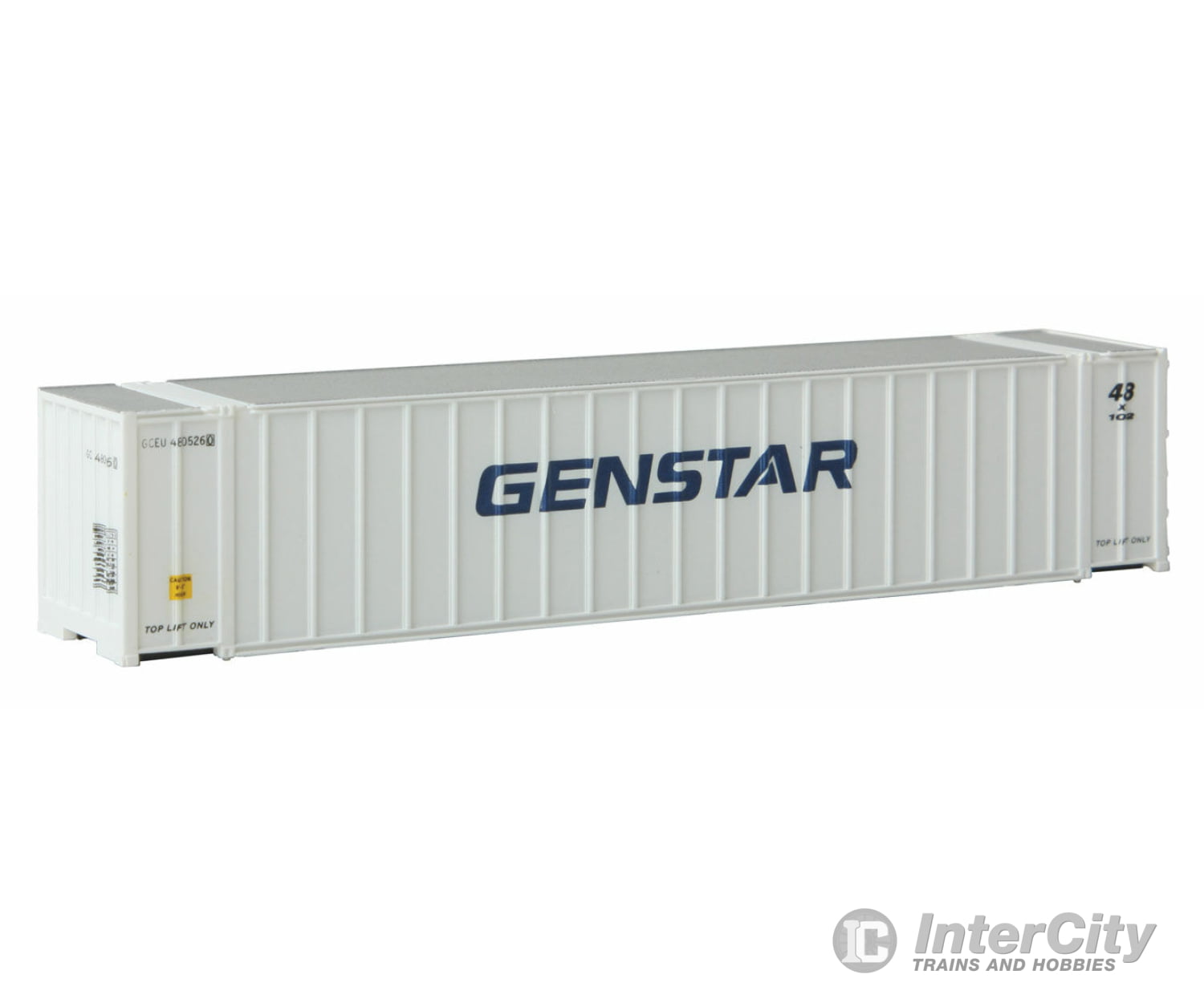 Walthers Scenemaster 8844 48’ Ribbed Side Container - Assembled -- Genstar (White Blue) Freight