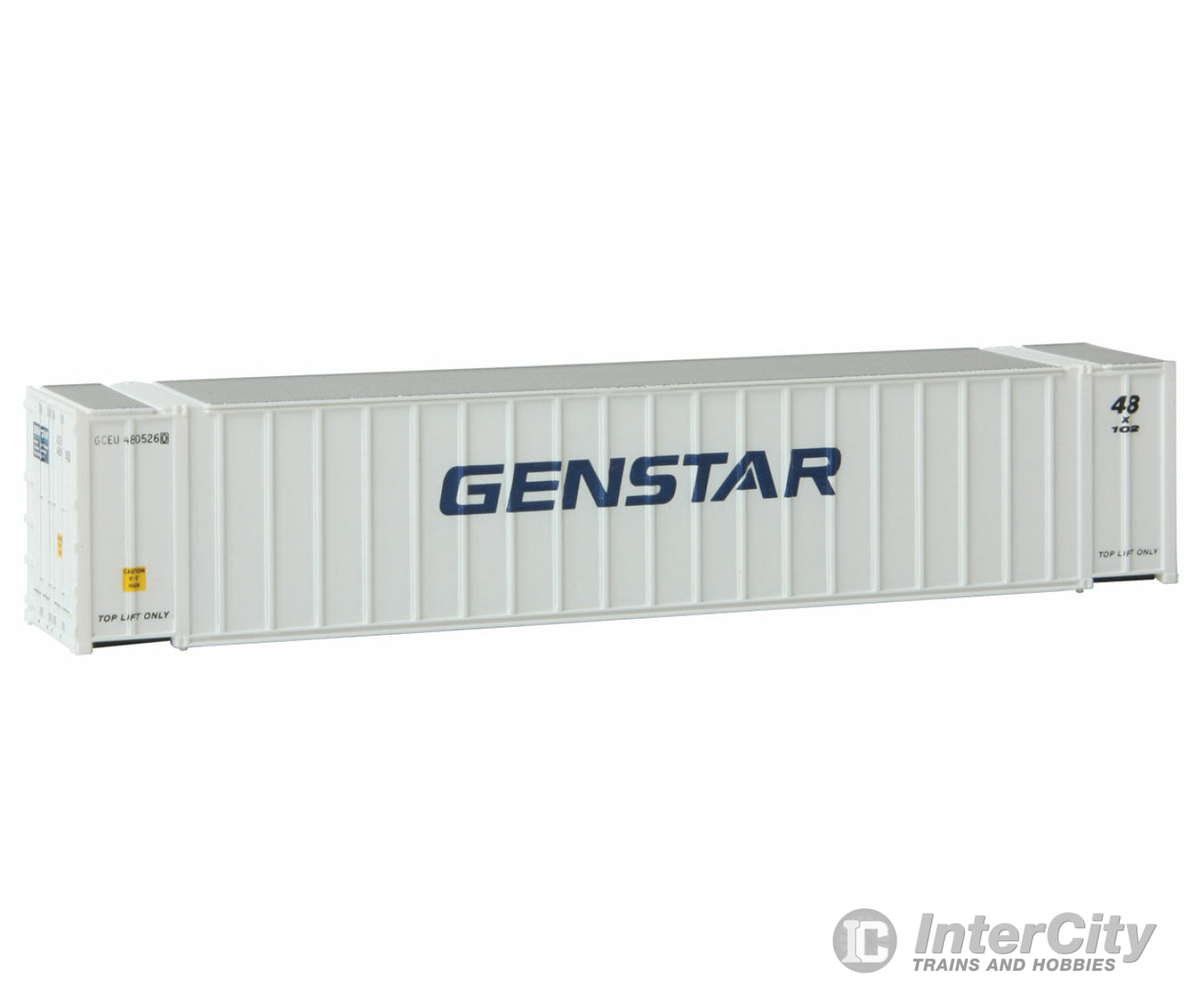 Walthers Scenemaster 8844 48’ Ribbed Side Container - Assembled -- Genstar (White Blue) Freight