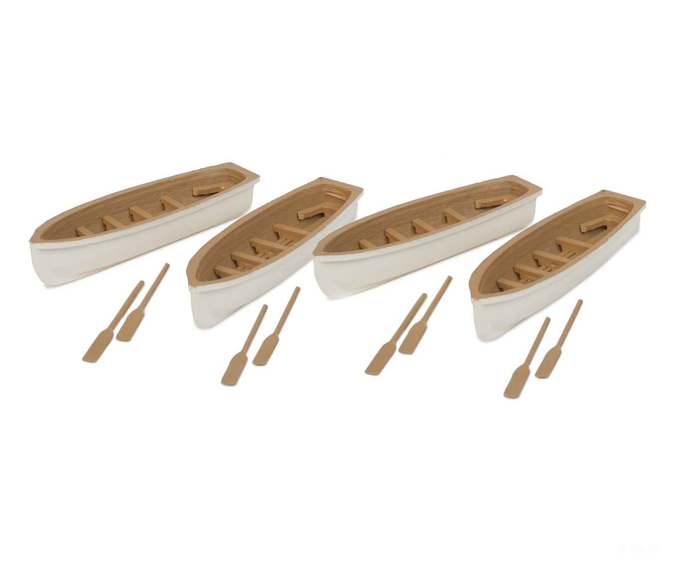 Walthers Scenemaster Ho 4163 Row Boat 4-Pack - Assembled -- White Tan Scenery Details