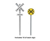 Walthers Scenemaster Ho 4197 Railroad Crossing Signs -- 10 Each Modern Advance Warning & Crossbucks