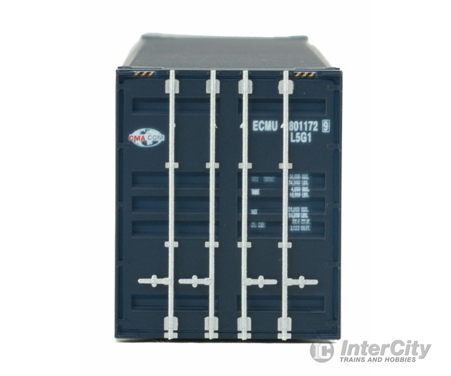 Walthers Scenemaster Ho 8553 45’ Cimc Container - Assembled -- Cma/Cgm (Blue White Red Globe