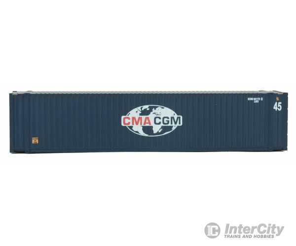 Walthers Scenemaster Ho 8553 45’ Cimc Container - Assembled -- Cma/Cgm (Blue White Red Globe