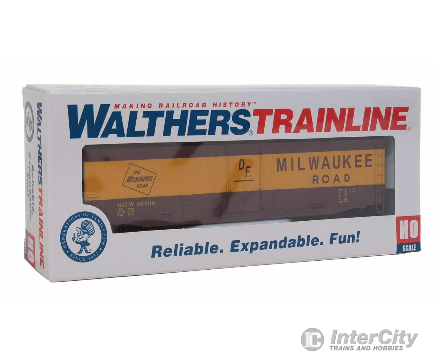 Walthers Trainline 1405 Boxcar - Ready To Run -- Milwaukee Road #8491 (Boxcar Red Yellow) Freight