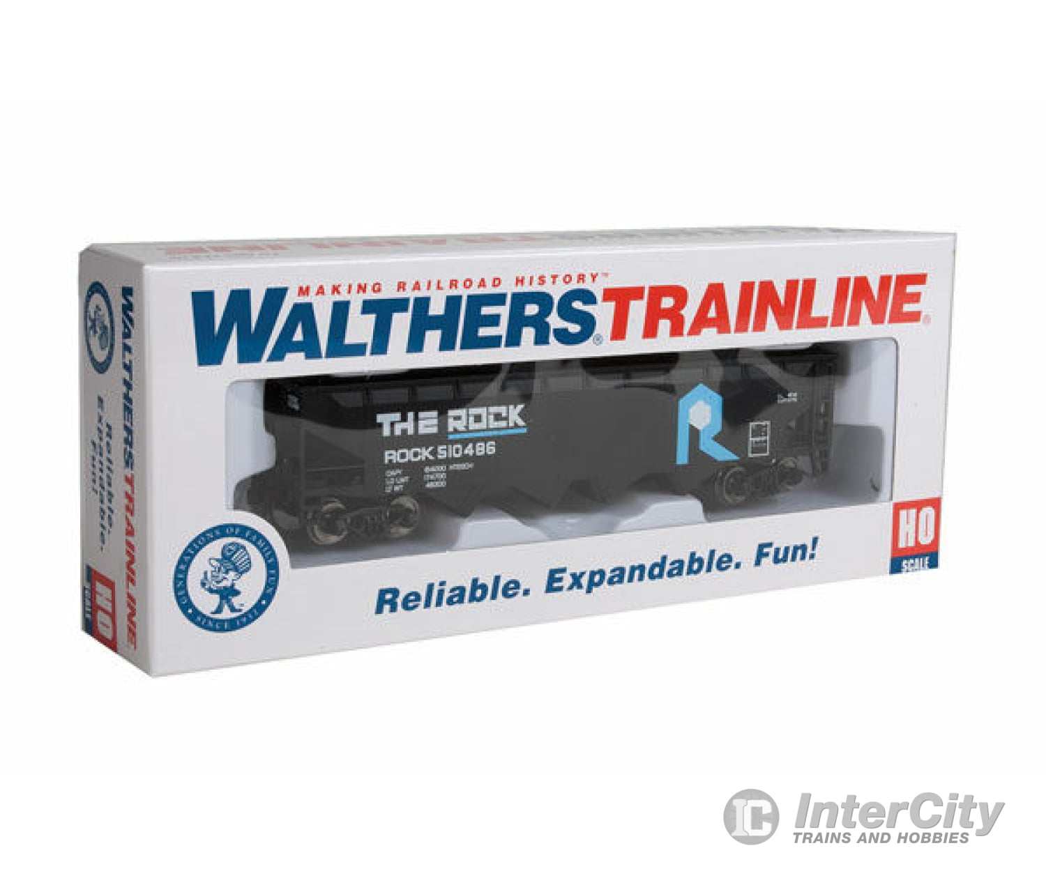 Walthers Trainline 1423 Offset Hopper - Ready To Run -- Rock Island (Black Blue White) Freight Cars