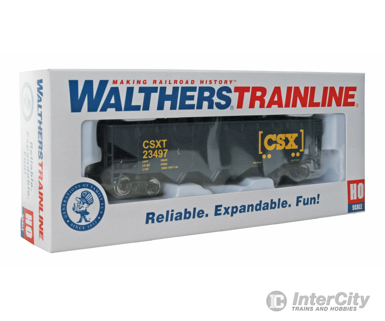 Walthers Trainline 1425 Offset Hopper - Ready To Run -- Csx Transportation (Blue Yellow; Boxcar