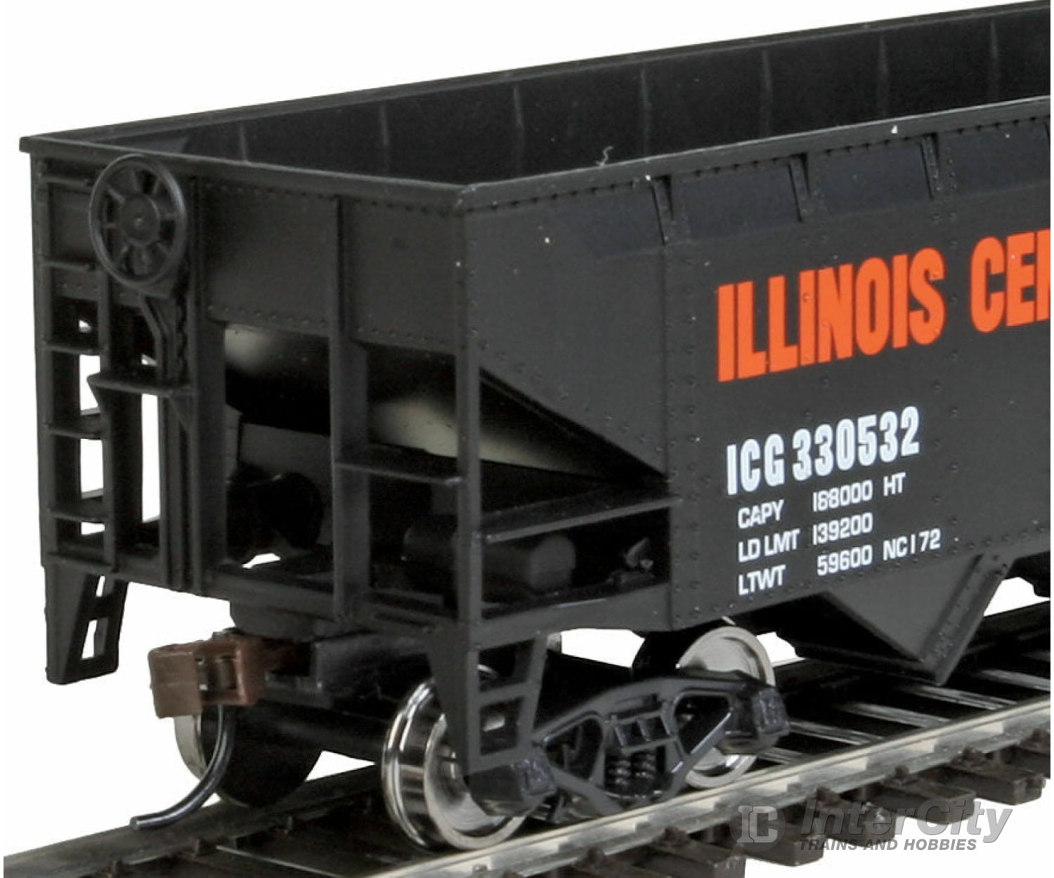 Walthers Trainline 1426 Offset Hopper - Ready To Run -- Illinois Central (Orange Black White; Large