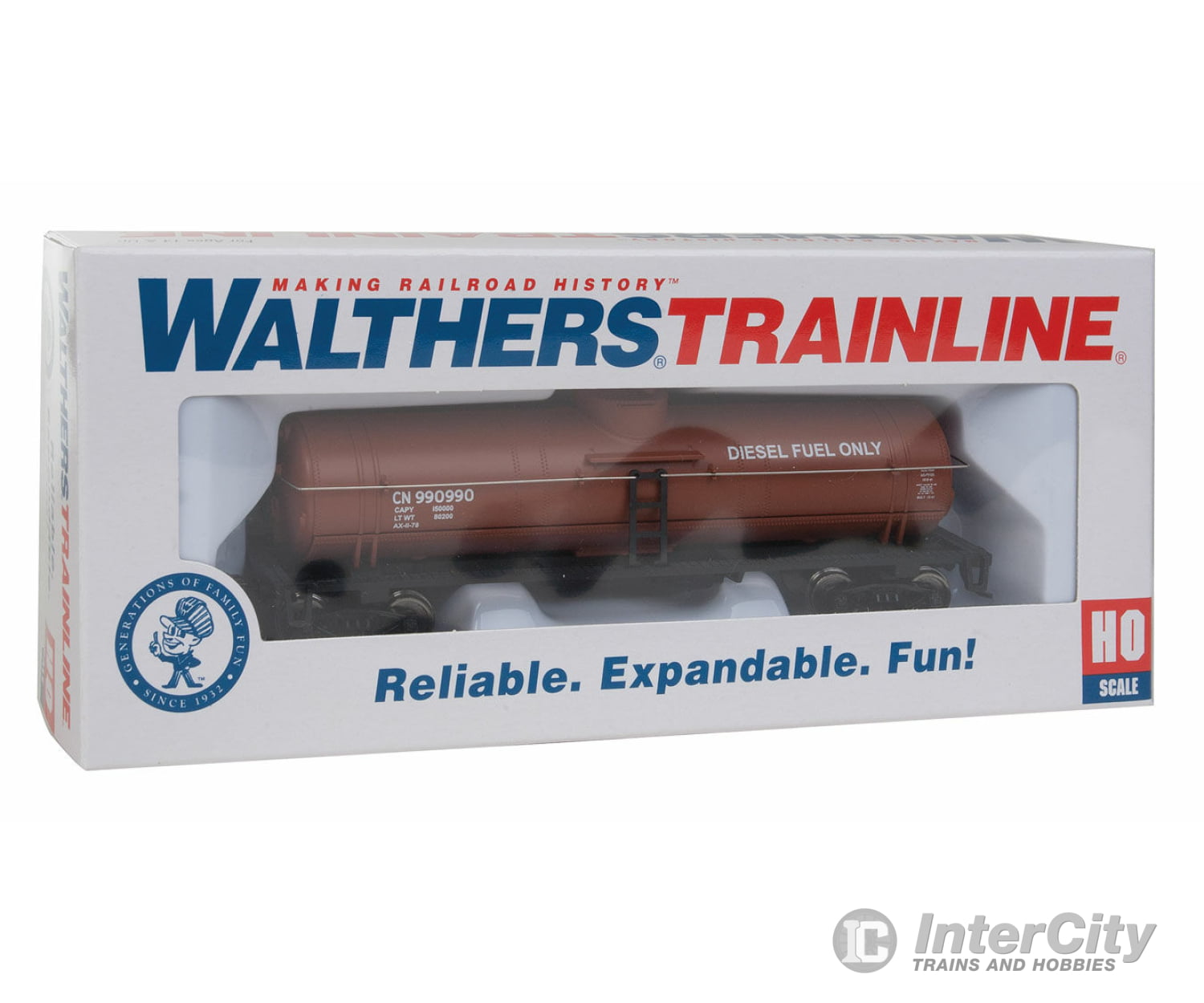 Walthers Trainline 1445 Tank Car - Ready To Run -- Canadian National (Boxcar Red Diesel Fuel