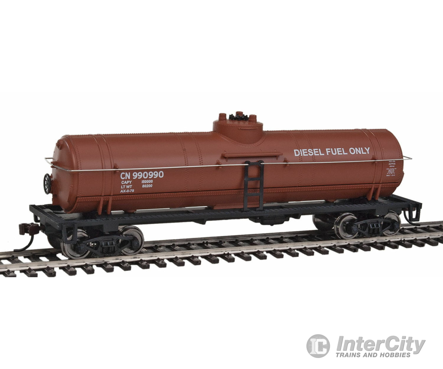 Walthers Trainline 1445 Tank Car - Ready To Run -- Canadian National (Boxcar Red Diesel Fuel