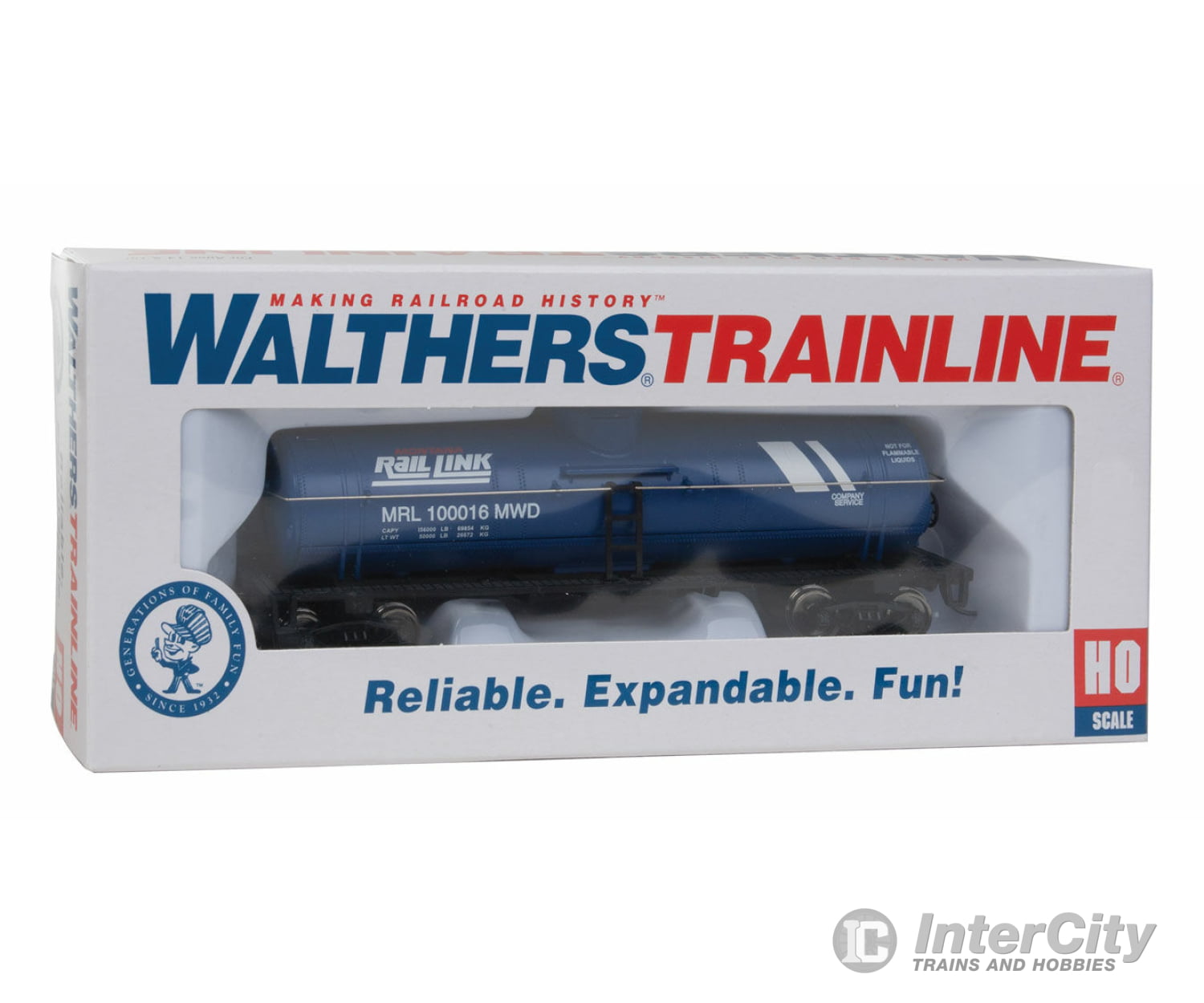 Walthers Trainline 1446 Tank Car - Ready To Run -- Montana Rail Link (Blue White) Freight Cars