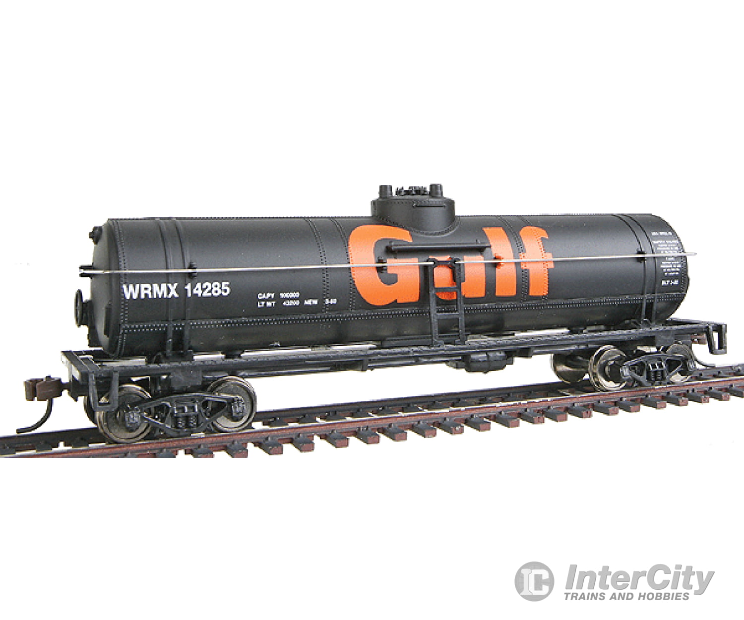 Walthers Trainline 1612 40 Tank Car - Ready To Run -- Gulf Oil Company (Black Orange; Billboard