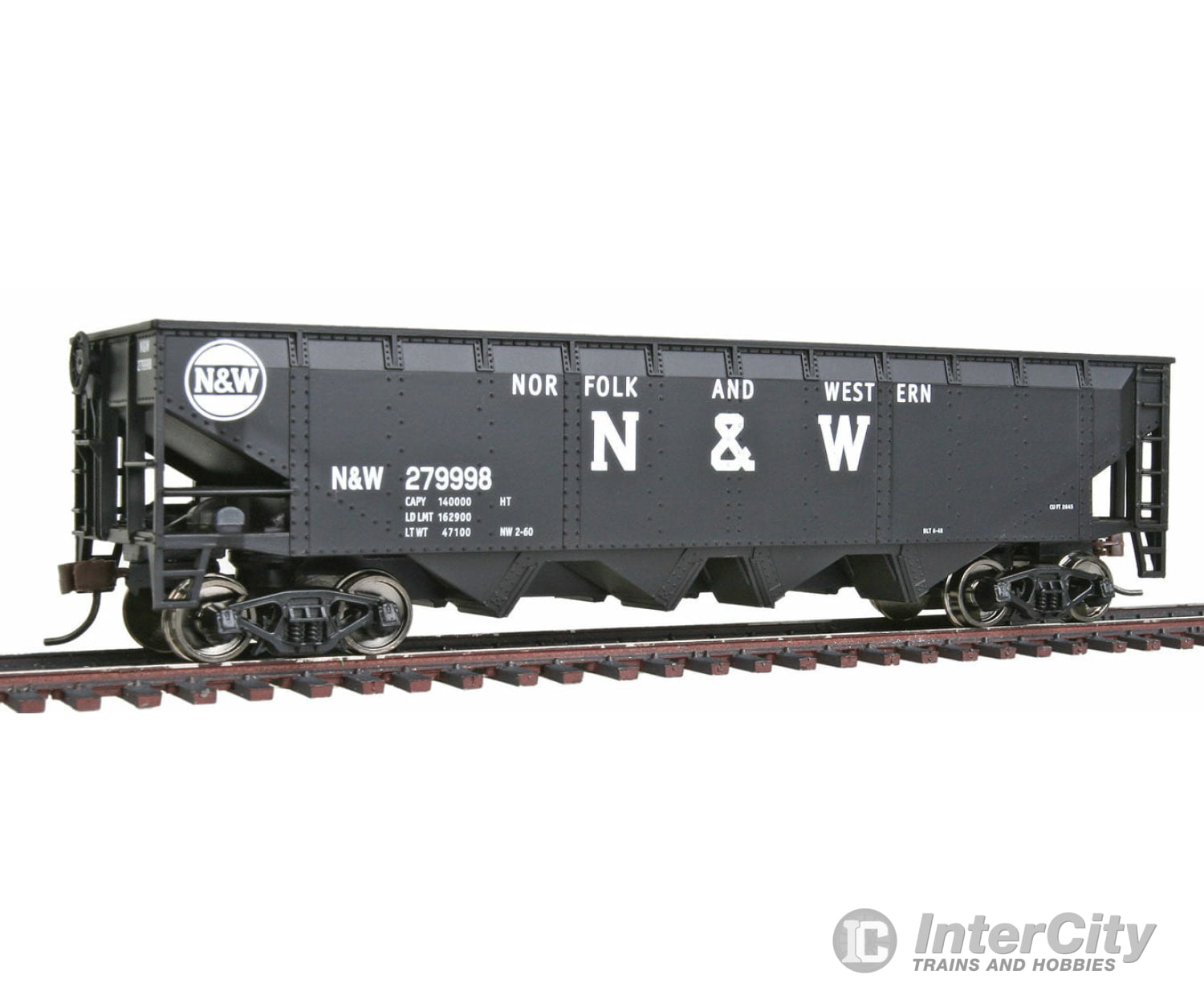 Walthers Trainline 1655 Offset Quad Hopper - Ready To Run -- Norfolk & Western (Black; Block N&W