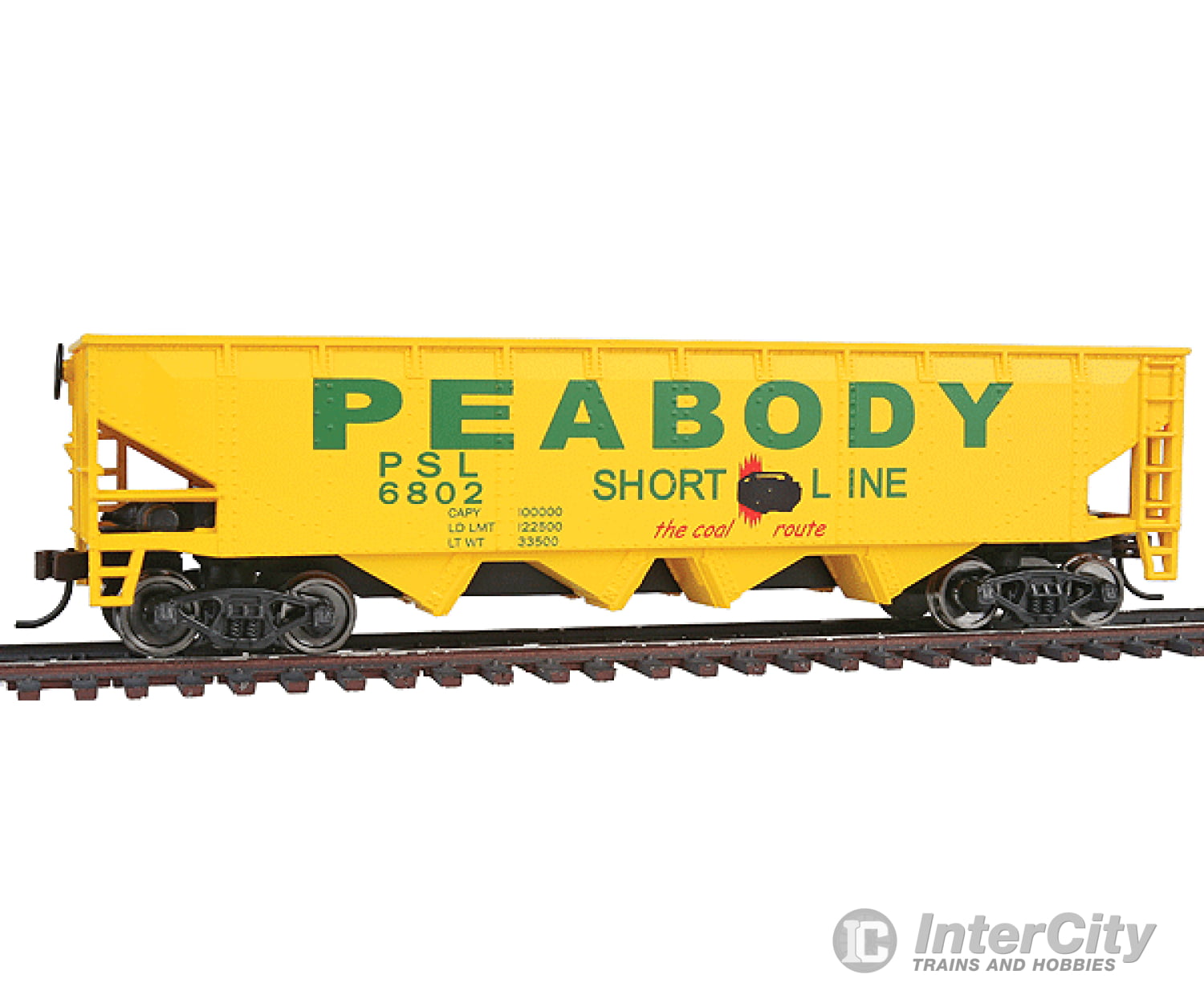 Walthers Trainline 1658 Offset Quad Hopper - Ready To Run -- Peabody Short Line #6802 Freight Cars