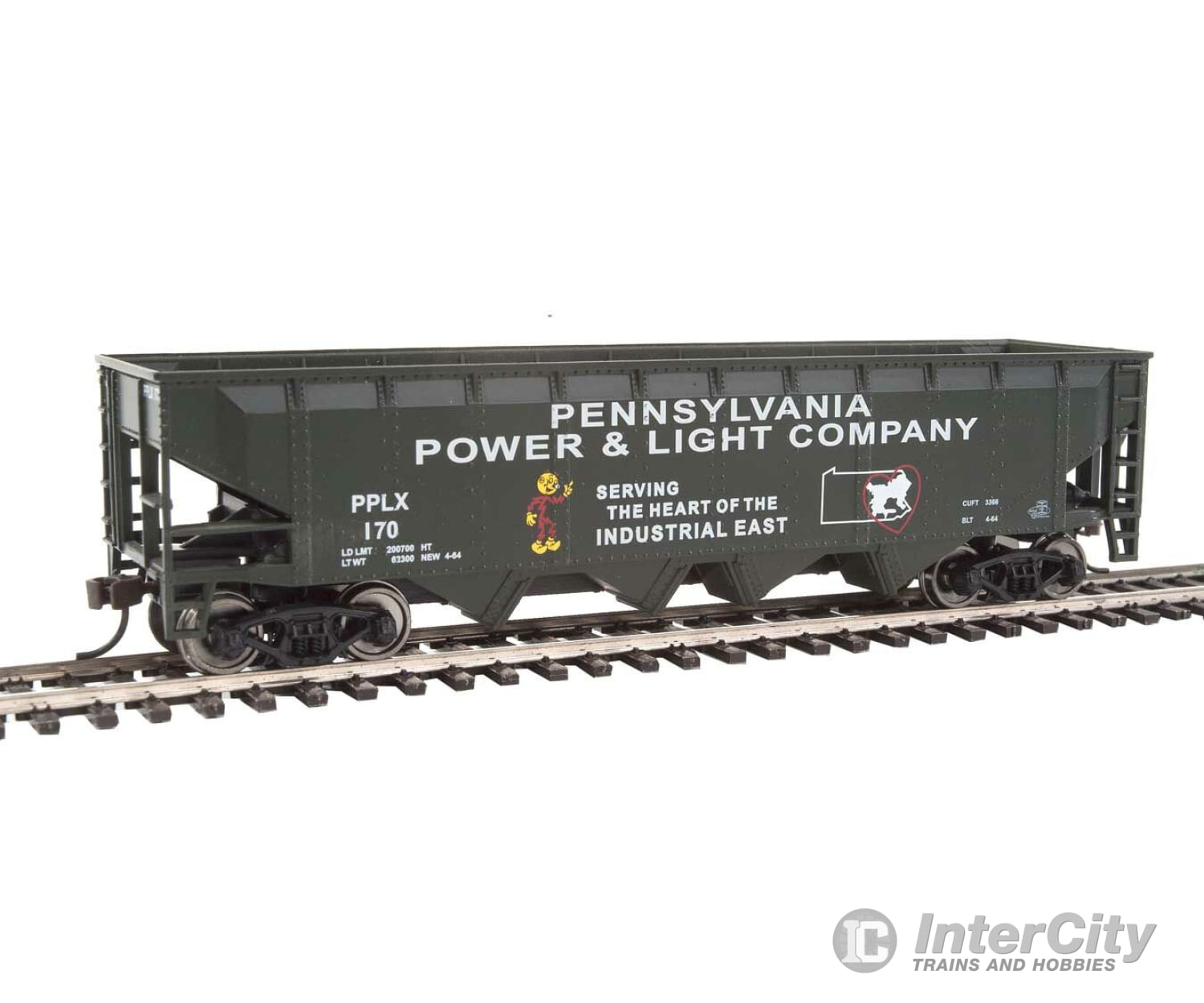 Walthers Trainline 1659 Offset Quad Hopper - Ready To Run -- Pennsylvania Power & Light Pplx #170