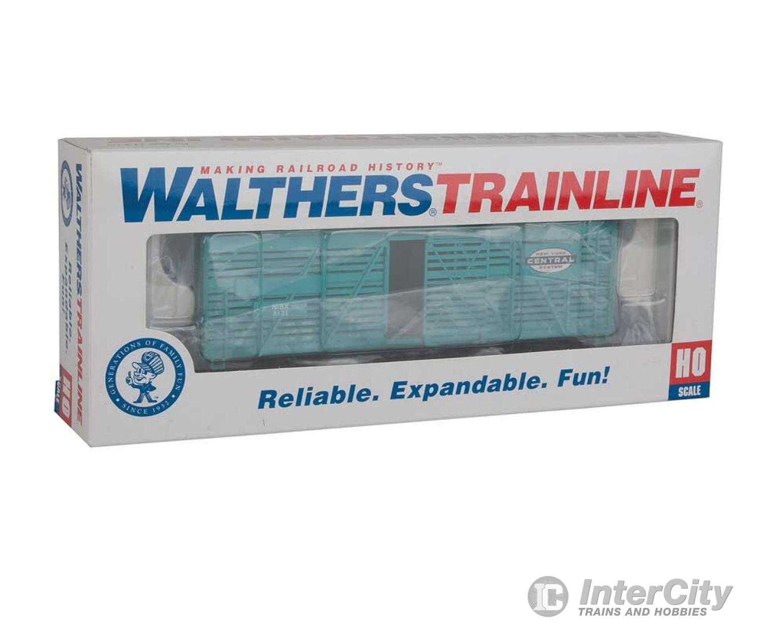 Walthers Trainline 1687 40 Stock Car - Ready To Run -- New York Central (Jade Green System Logo)