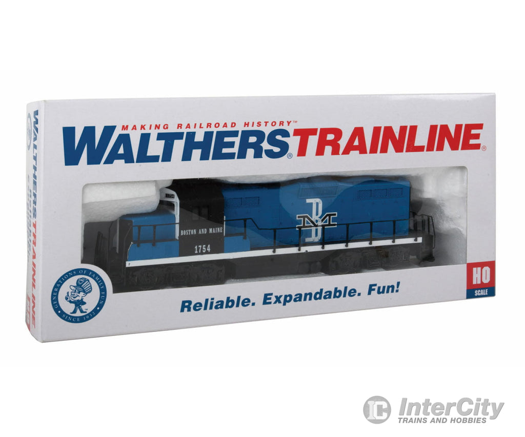 Walthers Trainline 451 Emd Gp9M - Standard Dc -- Boston & Maine #1754 (Blue Black White) Locomotives