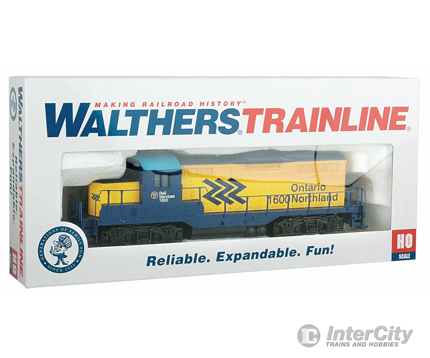 Walthers Trainline 456 Emd Gp9M - Standard Dc -- Ontario Northland #1600 (Yellow Blue; Chevrons