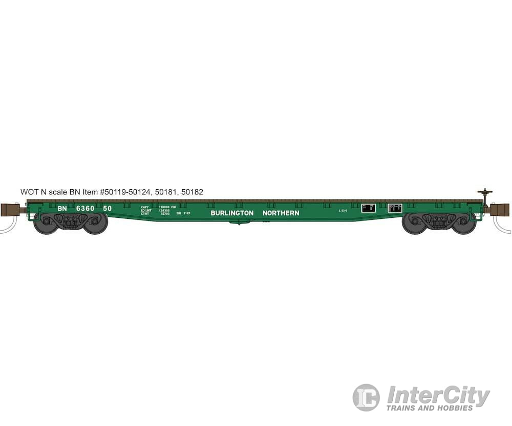 Wheels Of Time 50119 53-6 General Service Welded Fish Belly Flatcar - Ready To Run -- Burlington