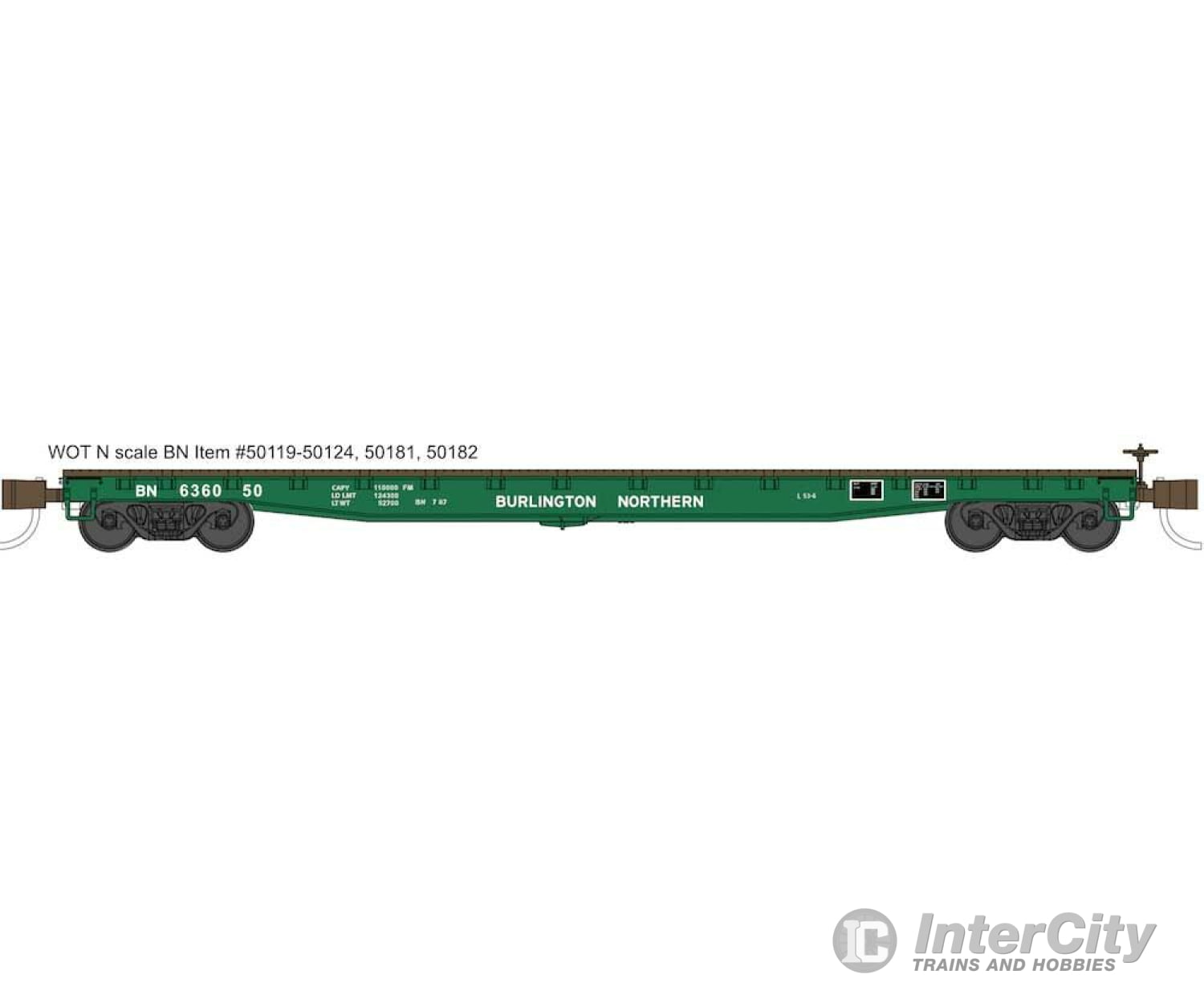 Wheels Of Time 50121 53-6 General Service Welded Fish Belly Flatcar - Ready To Run -- Burlington