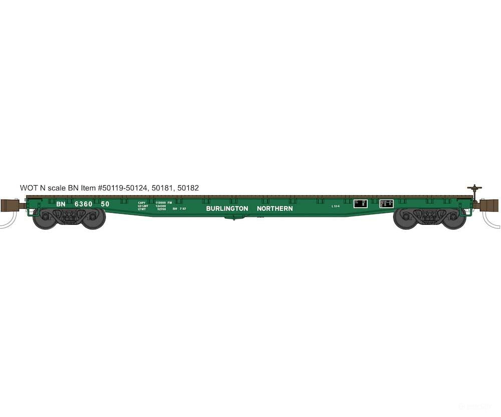 Wheels Of Time 50181 53-6 General Service Welded Fish Belly Flatcar - Ready To Run -- Burlington