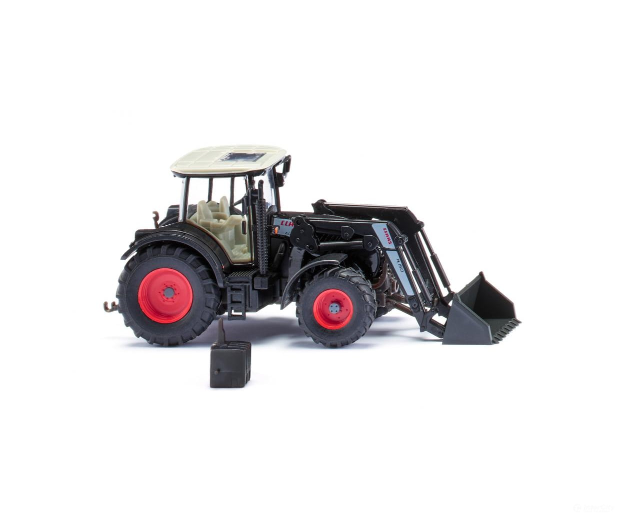 Wiking 036312 HO Claas Arion 640 with frontloader150 - black Cars & Trucks