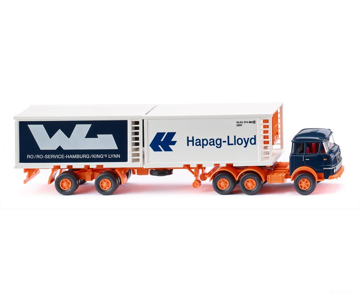Wiking 052201 HO Refrig. container semi-trailer (Krupp) ’Hapag Lloyd / WL’ Cars & Trucks