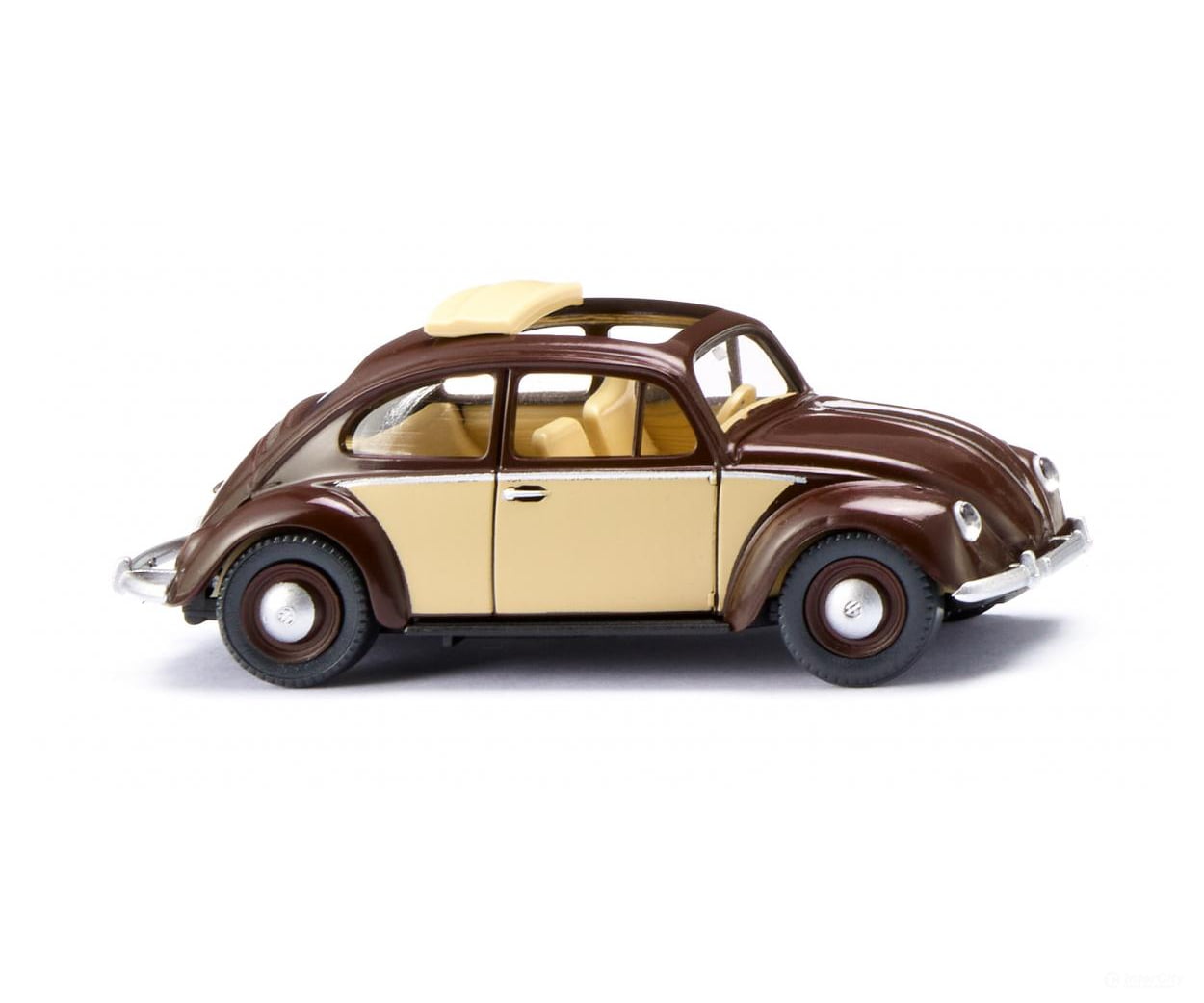Wiking 079433 HO VW Beetle 1200 with folding roof - chocolate brown - ivory Cars & Trucks