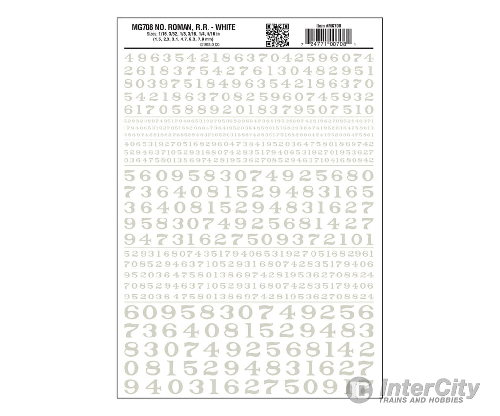 Woodland Scenics 0708 No. Roman R.r. - White Decals