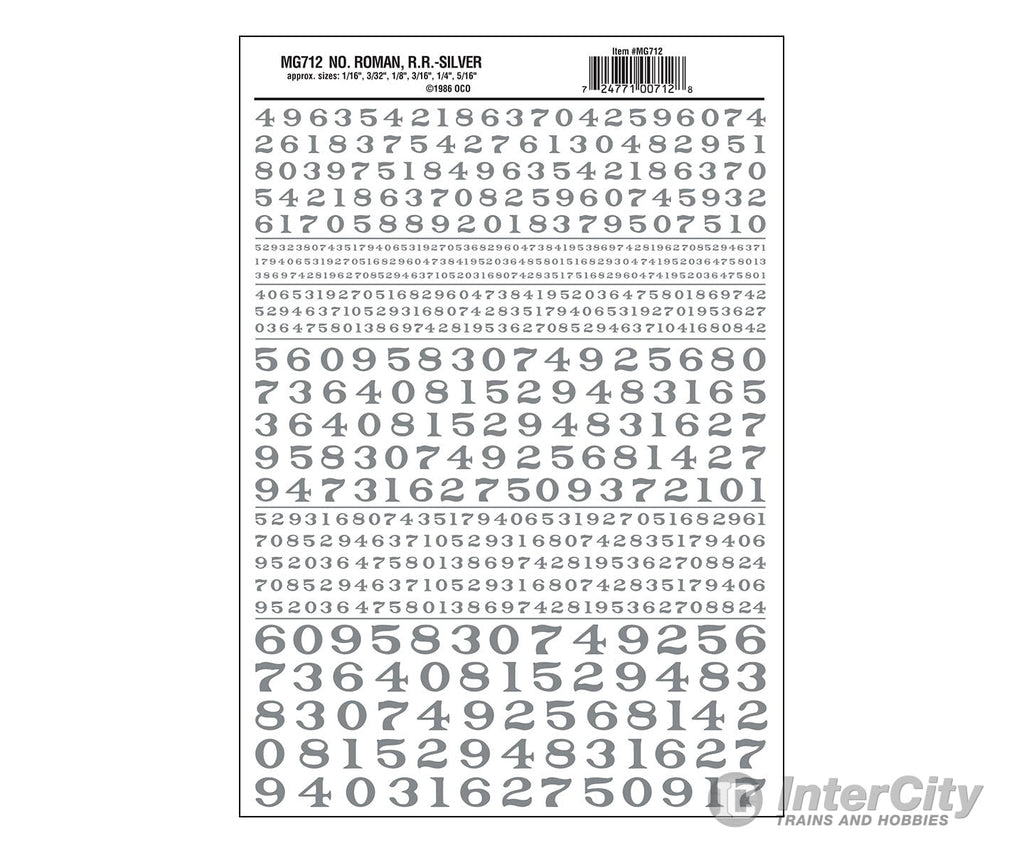 Woodland Scenics 0712 No. Roman R.r. - Silver Decals