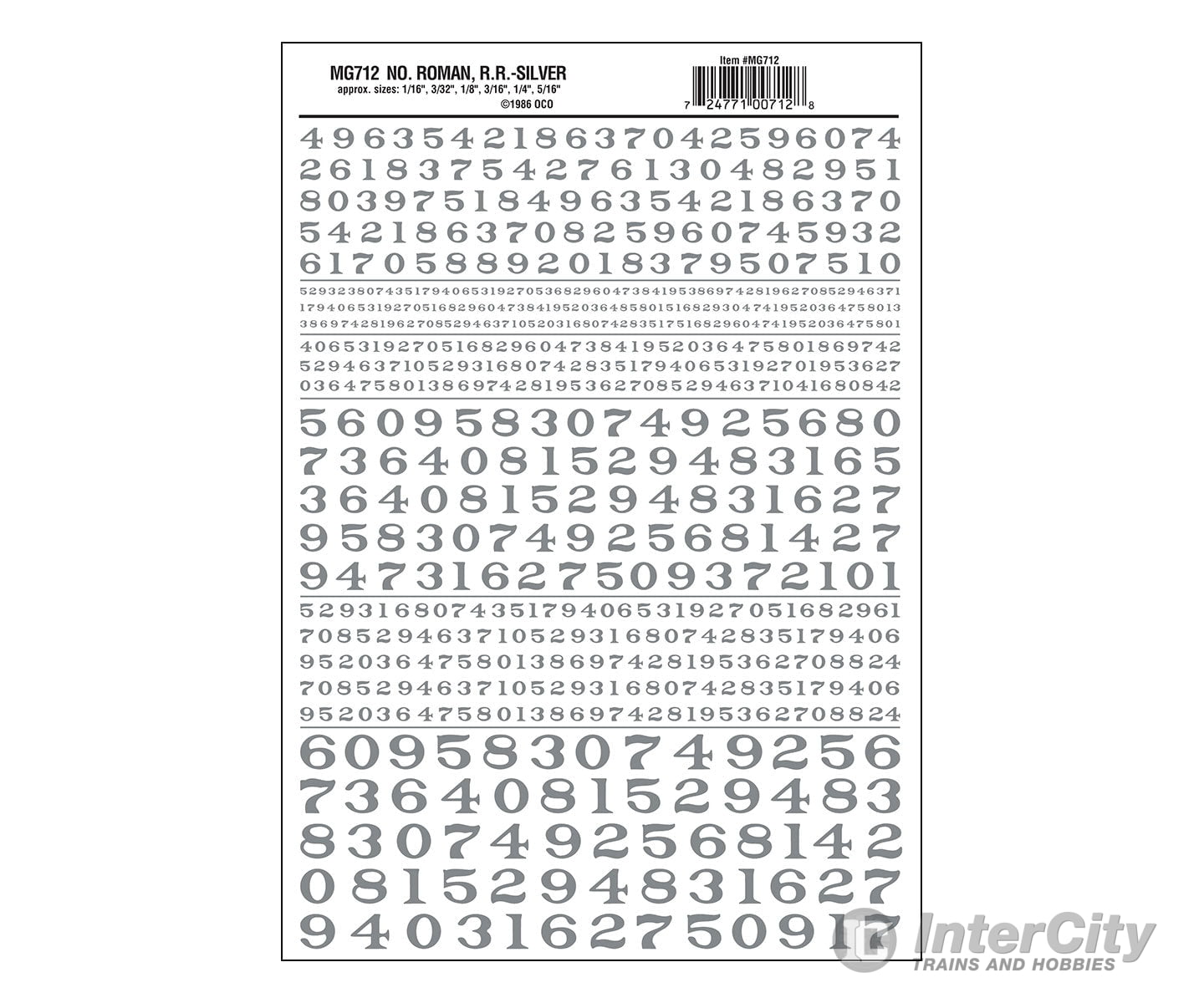 Woodland Scenics 0712 No. Roman R.r. - Silver Decals