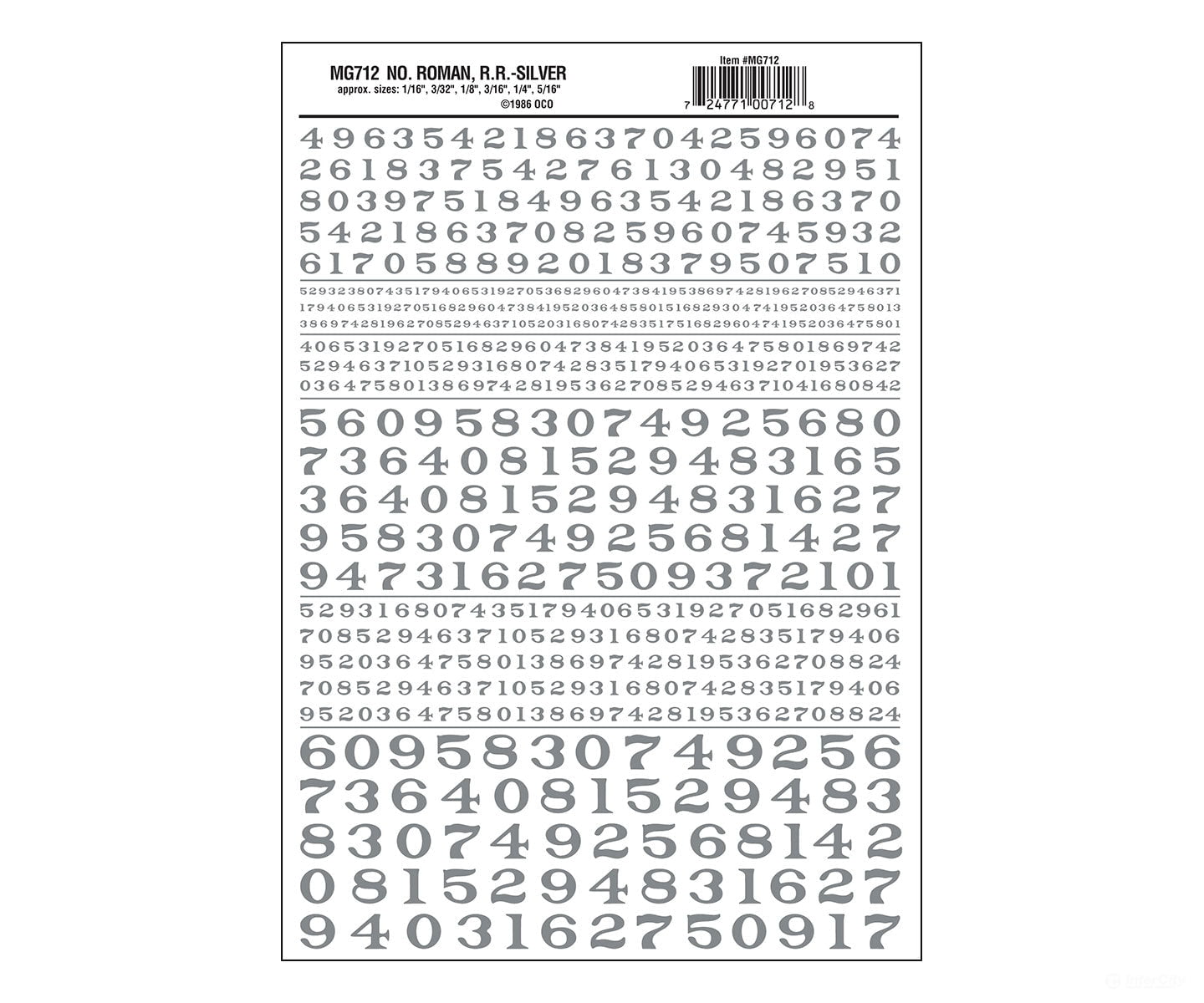 Woodland Scenics 0712 No. Roman R.r. - Silver Decals
