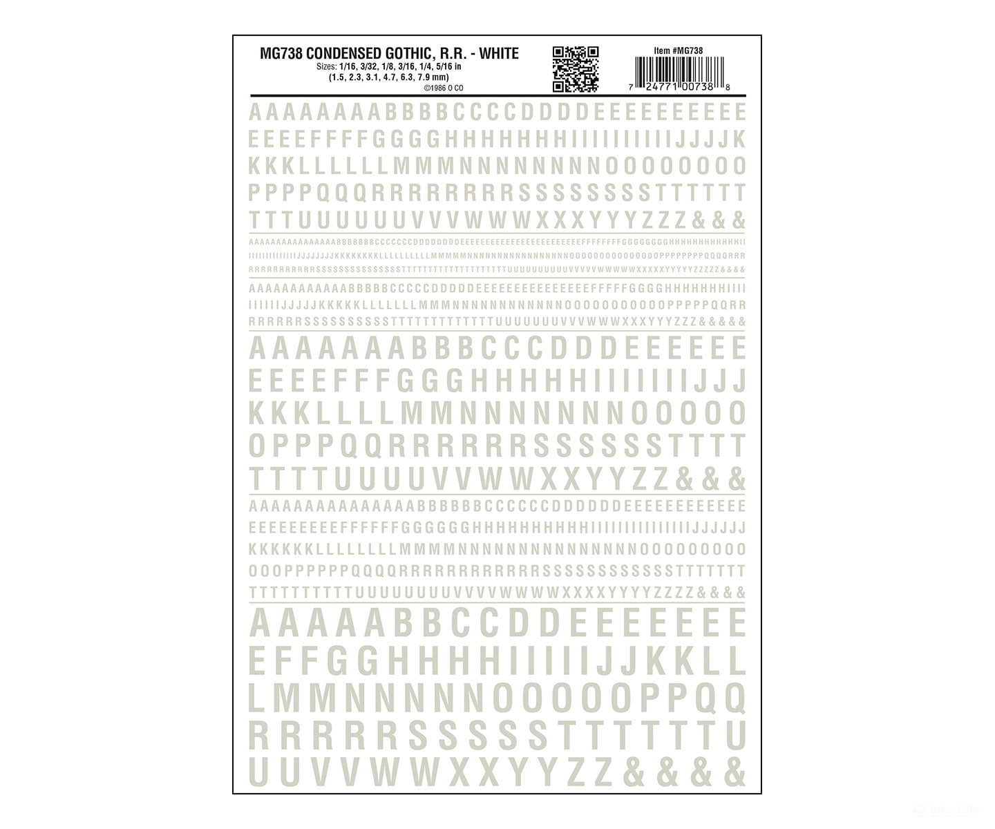 Woodland Scenics 0738 Cond. Gothic R.r. - White Decals