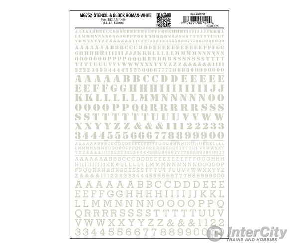 Woodland Scenics 0752 Stencil/Block Roman - White Decals