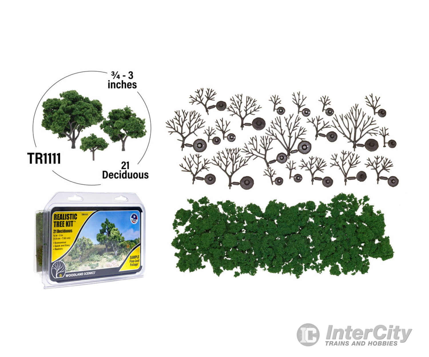 Woodland Scenics 1111 Kit - Deciduous (.75’ - 3’) (21/Pk) Trees & Vegetation