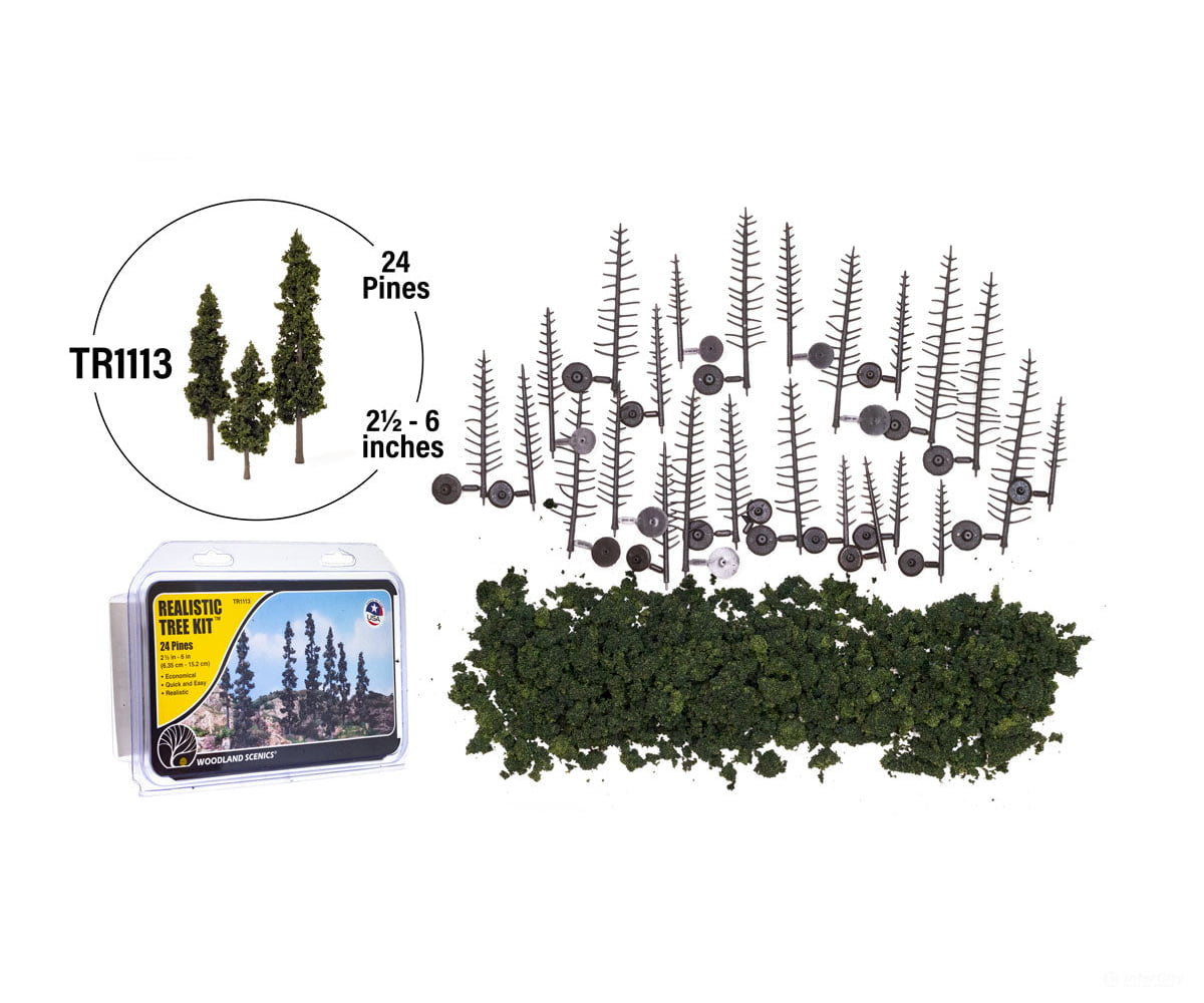 Woodland Scenics 1113 Kit - Pine 2.5’ - 6’ (24/Pk) Trees & Vegetation