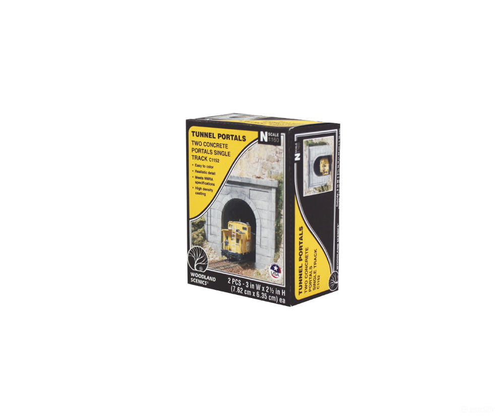 Woodland Scenics 1152 Tunnel Portal Concrete Single (N) (2/Pk) Tunnels & Bridges
