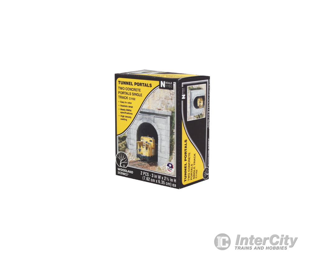 Woodland Scenics 1152 Tunnel Portal Concrete Single (N) (2/Pk) Tunnels & Bridges