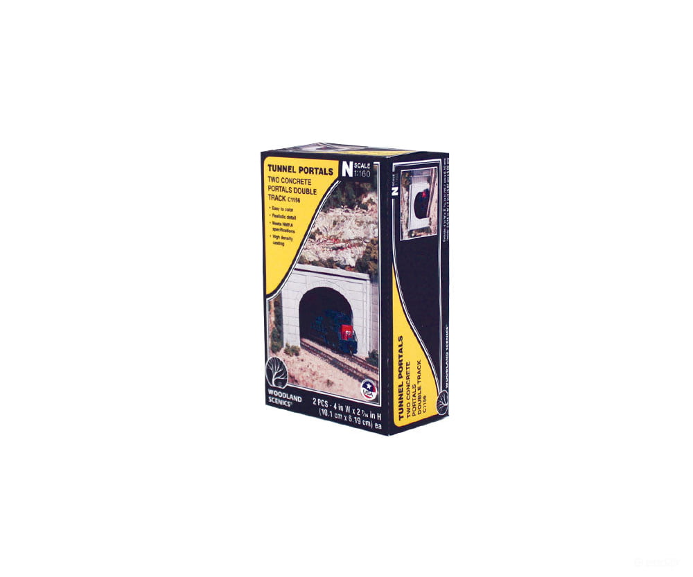 Woodland Scenics 1156 Tunnel Portal Concrete Double (N) (2/Pk) Tunnels & Bridges